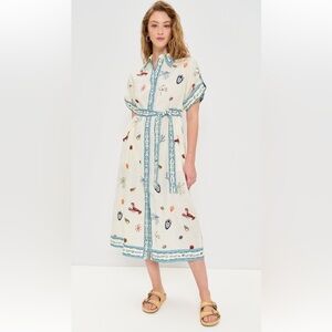 Alemais Sandy Embroidered Shirtdress with Tie